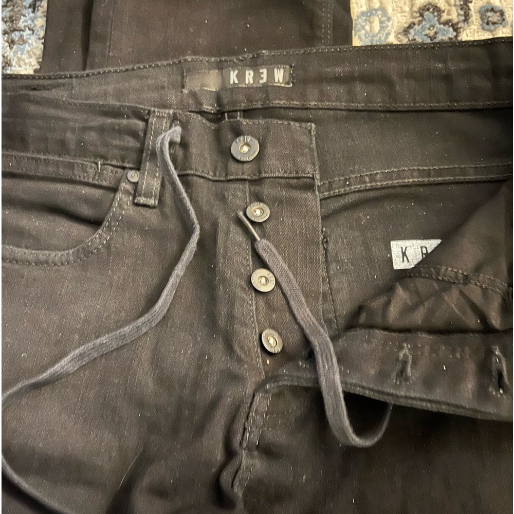 I Krew black straight leg slim fit button down jeans